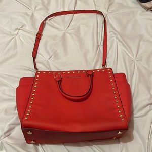 Michael Kors Satchel - Lg Red/Gold